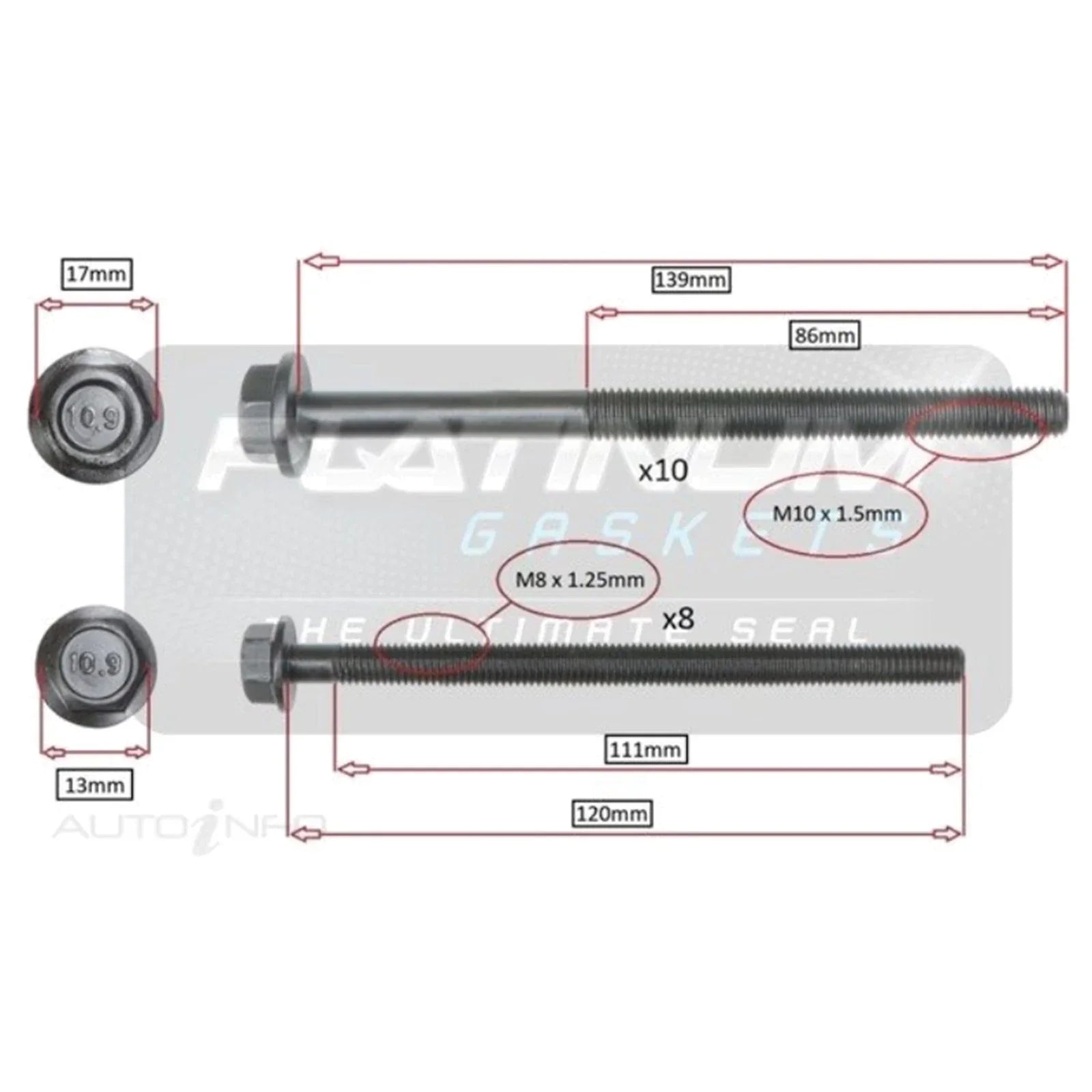 Engine Cylinder Head Bolt Set 4 cyl 2.2L for Ford Transit VM (2010 - 2012)