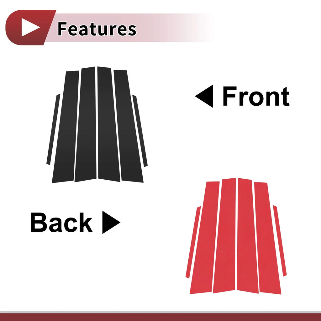 6 Pcs Door Pillar Window Trim for Toyota Corolla (2014–2018) Black