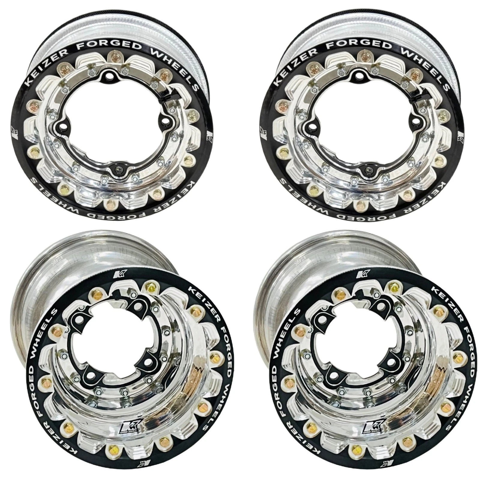 Set of 2 Keizer Forged Beadlock Rims for TRX 450R 450ER 400EX 250R (Polished)