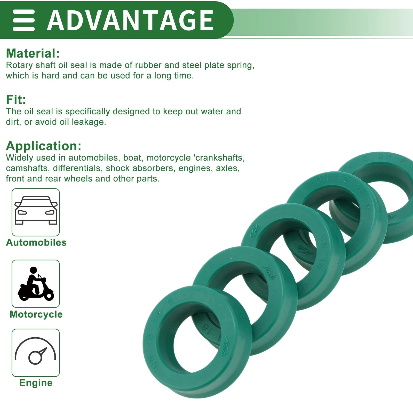 Set of 5 Oil Seal Ring 18x28x8mm for Rotary Shaft (High Pressure)