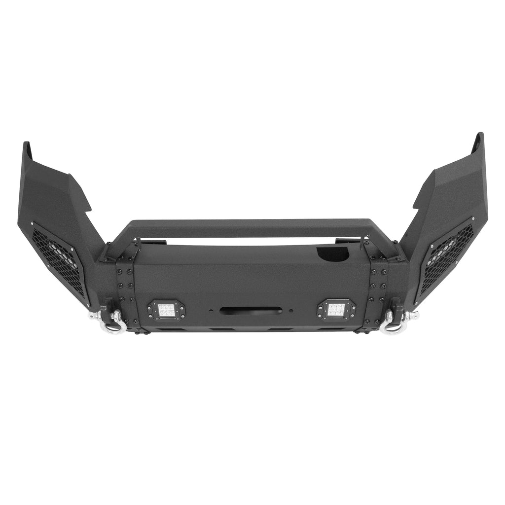 Black Steel Front Bumper with Winch Plate & LED Lights for Toyota Tacoma (2016–2023)