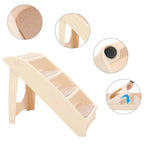 Foldable Pet Stairs for High Bed - 4 Non-slip Steps with Support Frame