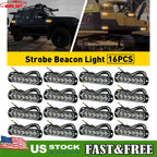 16X LED Strobe Light Bar for Car Truck Flashing Warning Beacon