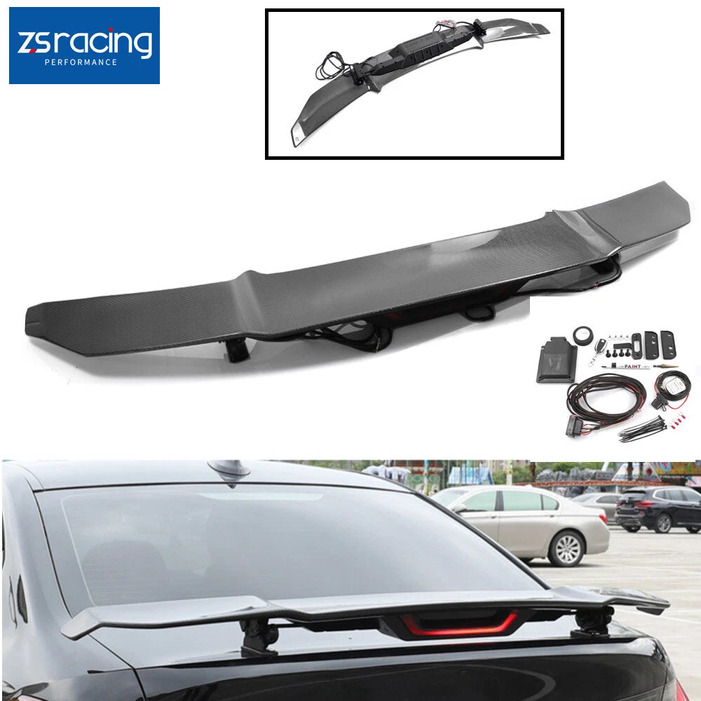 Carbon Fiber Electric Lift Rear Trunk Spoiler Wing Universal
