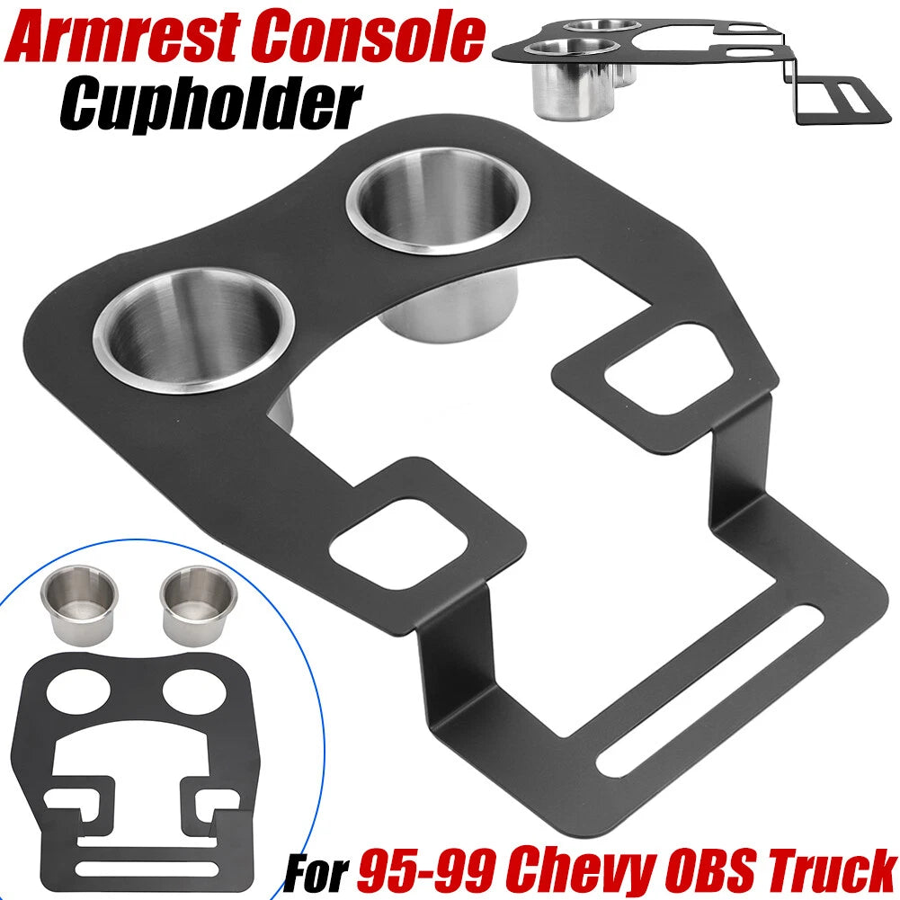 Armrest Console Cupholder Kit for Chevy OBS Truck (1995–1999) - Powdercoated Steel