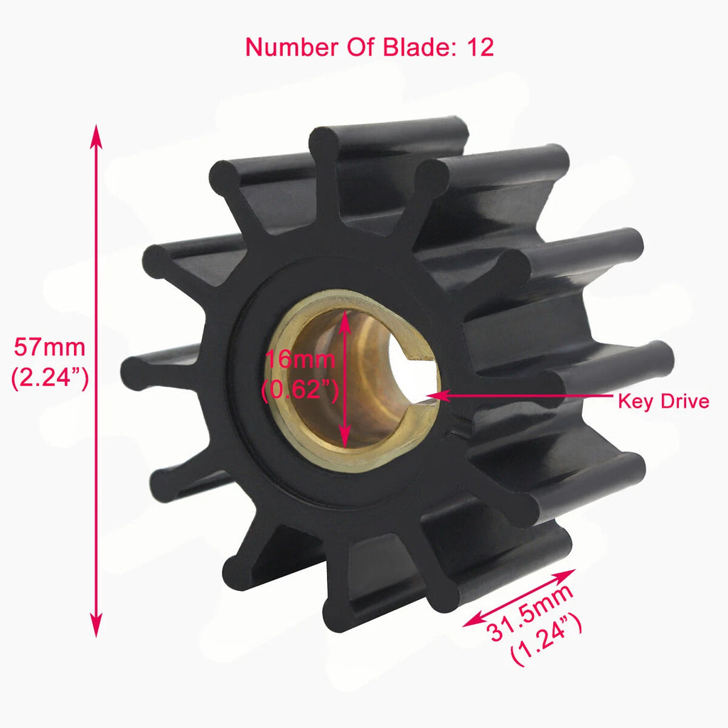 Impeller & O-ring for Kubota V1903-BGE (Replaces 6620 8231, 302m-03)