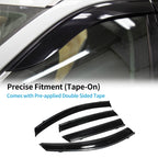 Set of 4 Window Deflectors for Nissan Qashqai mk2 (2014–2021) Tape-On Black