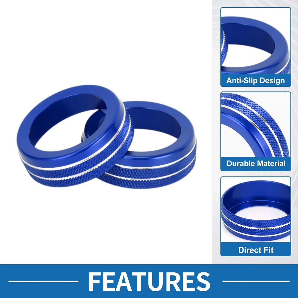 2X AC Climate Heater Switch Knob Cover Ring for Hyundai Elantra (2021–2024) Blue