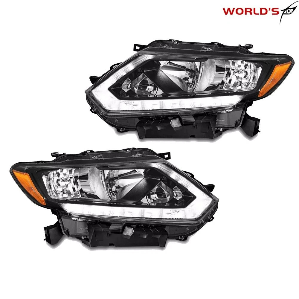 Set of 2 Halogen Headlights for Nissan Rogue (2014–2016) Chrome Housing