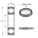 Deep Groove Ball Bearing 6807NR2RS for Scooter Skateboard (35x47x7mm)