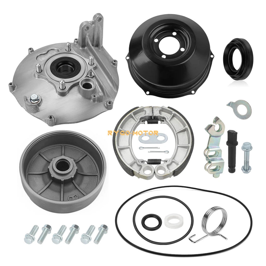 Rear Brake Drum Hub Plate Cover Shoes Kit for Honda Rancher 350 TRX350 (2000–2006)