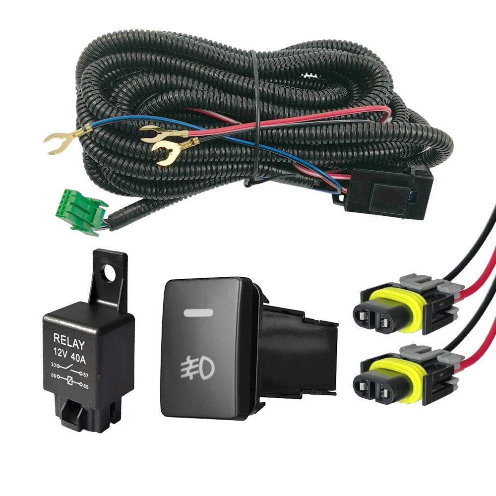 H11 Fog Light Harness with Relay Switch for Toyota Yaris 2005-2019, 4Runner 2010-2022