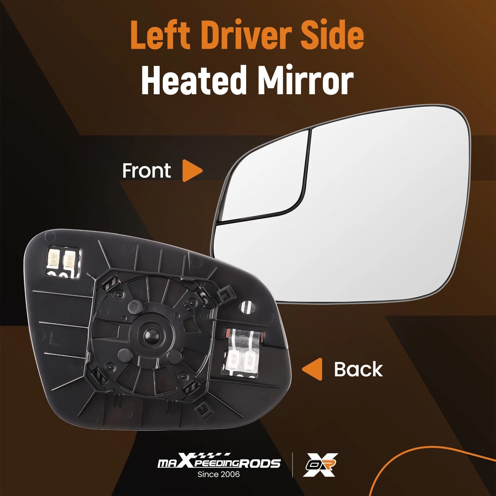 Heated Left Driver Side Exterior Mirror Glass for Toyota RAV4 (2016–2018)