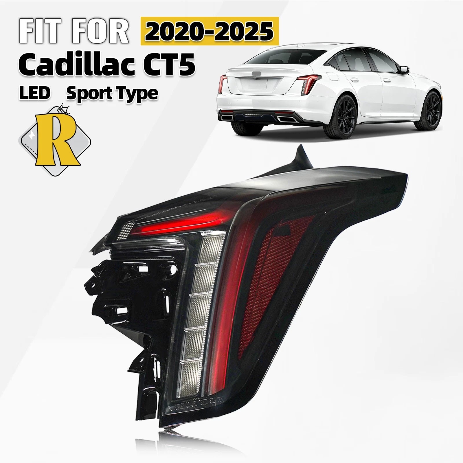 Tail Light for Cadillac CT5 (2020–2025) w/LED DRL, Sport Type, Right Side