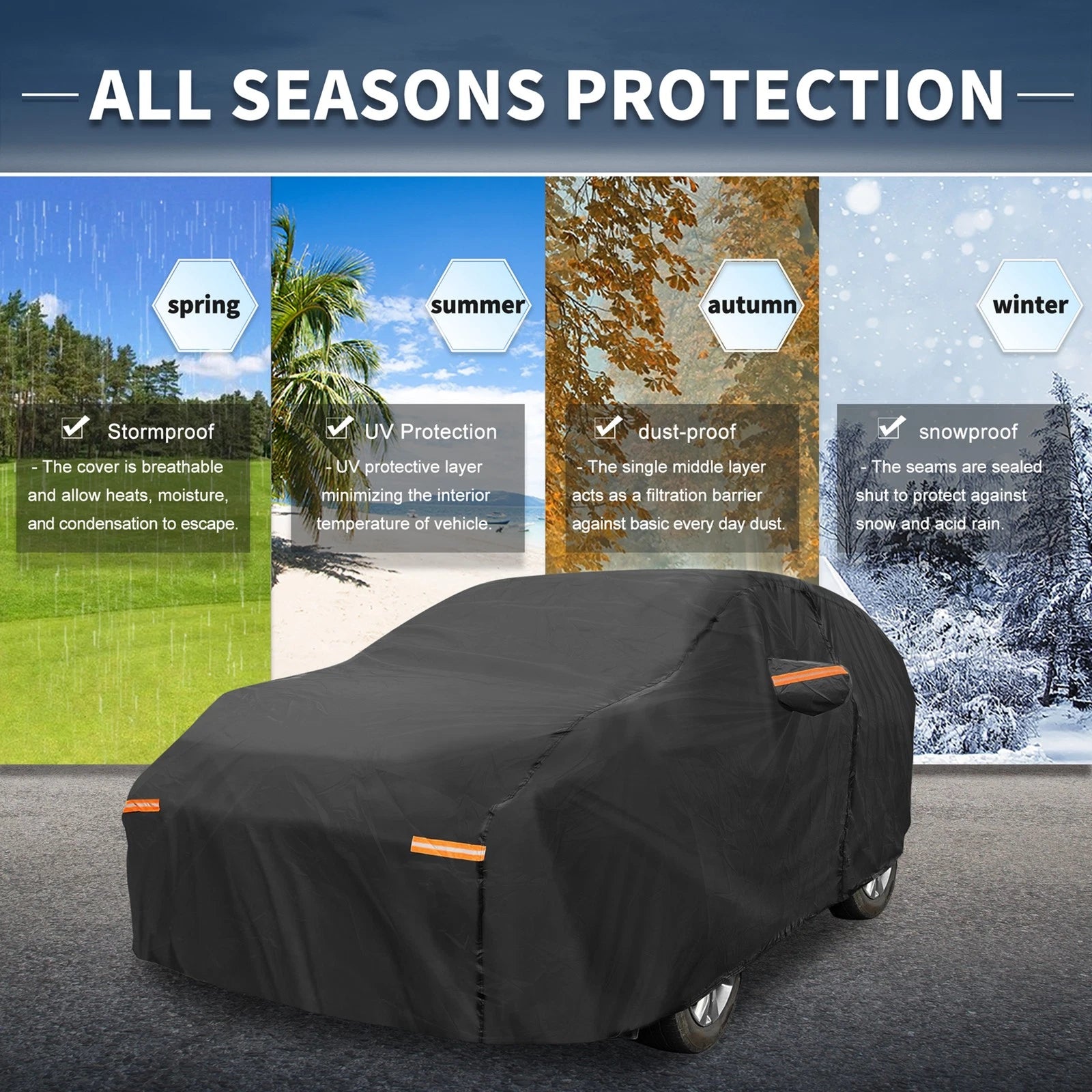 Waterproof Car Cover with Driver Door Zipper for Toyota Sienna 