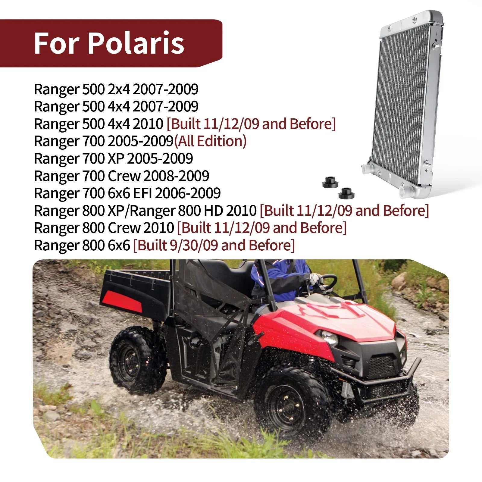 Aluminium Radiator for Polaris Ranger 700 XP 700 6x6 4x4 EFI (2005–2009)
