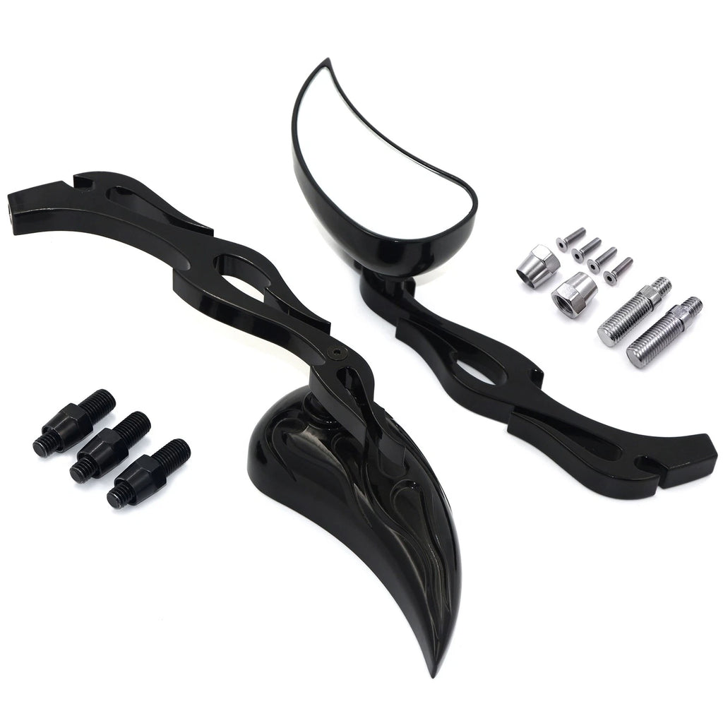 Teardrop Flame Mirrors for Honda/Kawasaki/Suzuki Cruiser (All Years)