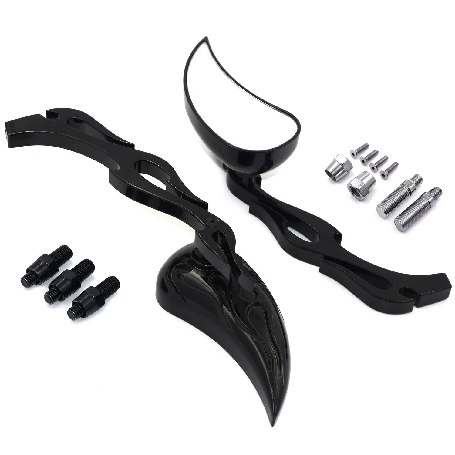 Teardrop Flame Mirrors for Honda/Kawasaki/Suzuki Cruiser (All Years)