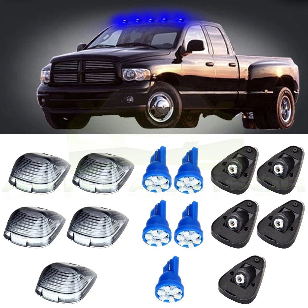 5Pcs Smoke Cab Roof Marker Lights T10-6-5050 12V LED for Ford F-150/250/350 (2015–2023)