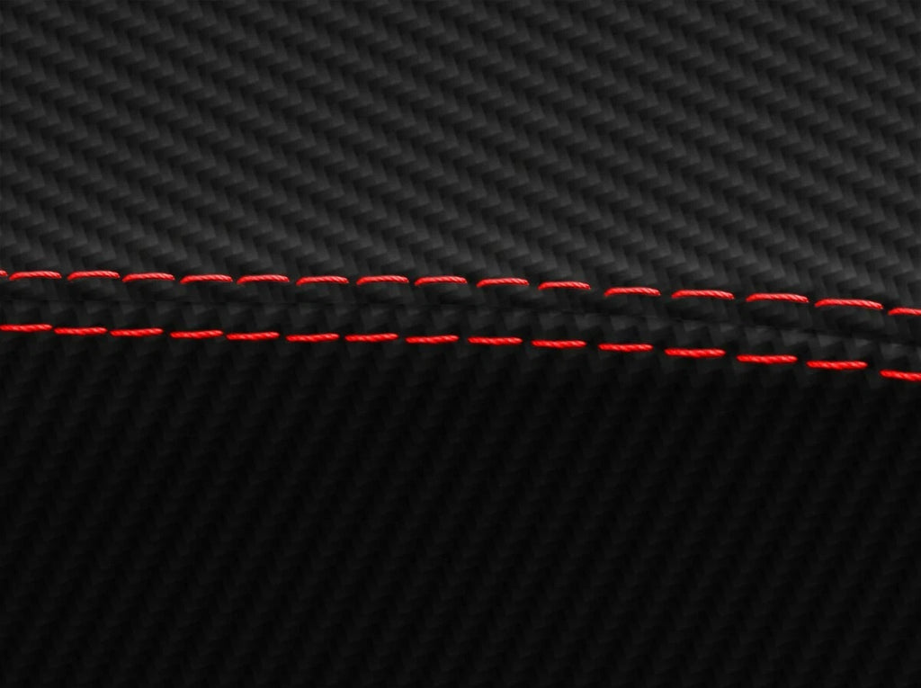 Carbon Fiber Console Lid Armrest Cover for Nissan Altima (2005–2006) Red Stitch