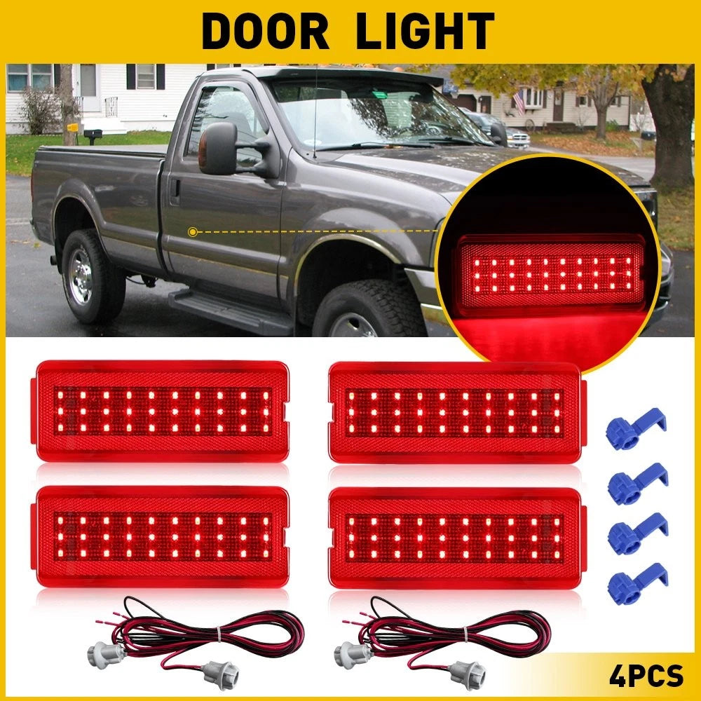 4X Red LED Door Panel Light Courtesy Lamp L+R for Ford F-250 Super Duty (1999–2007)