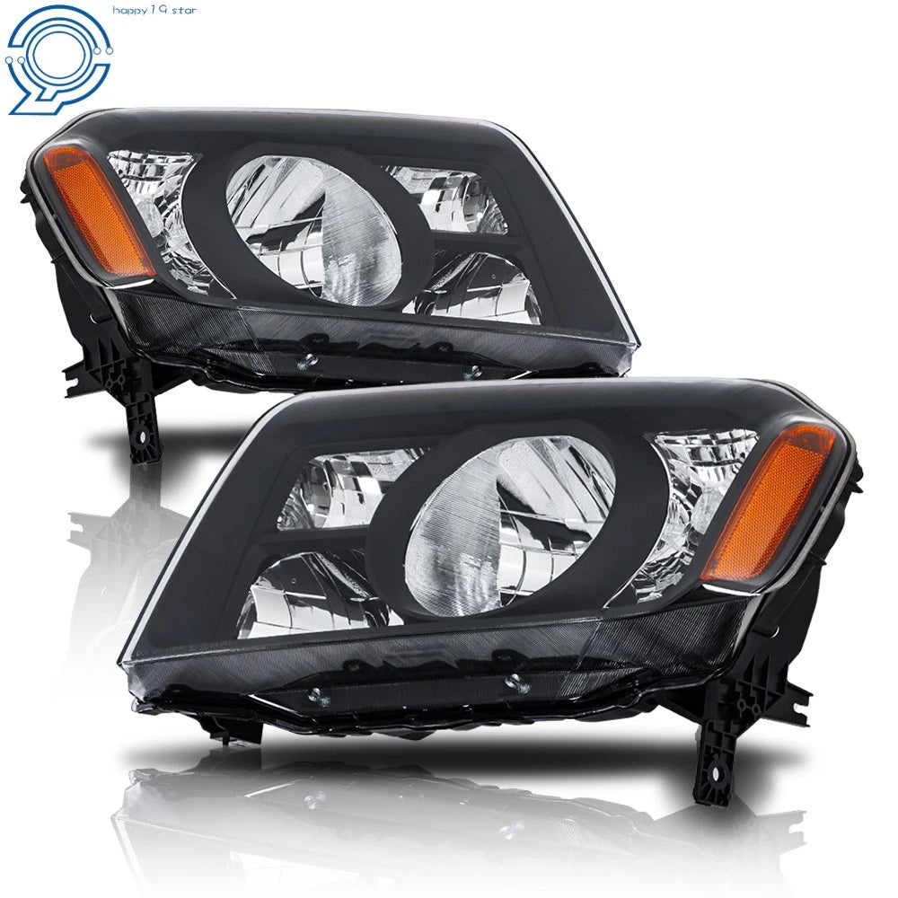 Set of 2 Black Headlights Assembly for Honda Pilot (2009-2011)