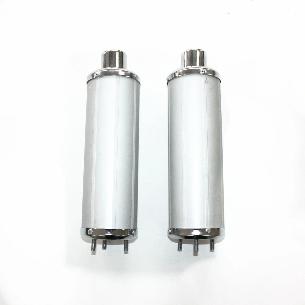 Twin Exhaust Pipe & Silver Alloy Mufflers for 110cc Dinosaur Style Quad ATV