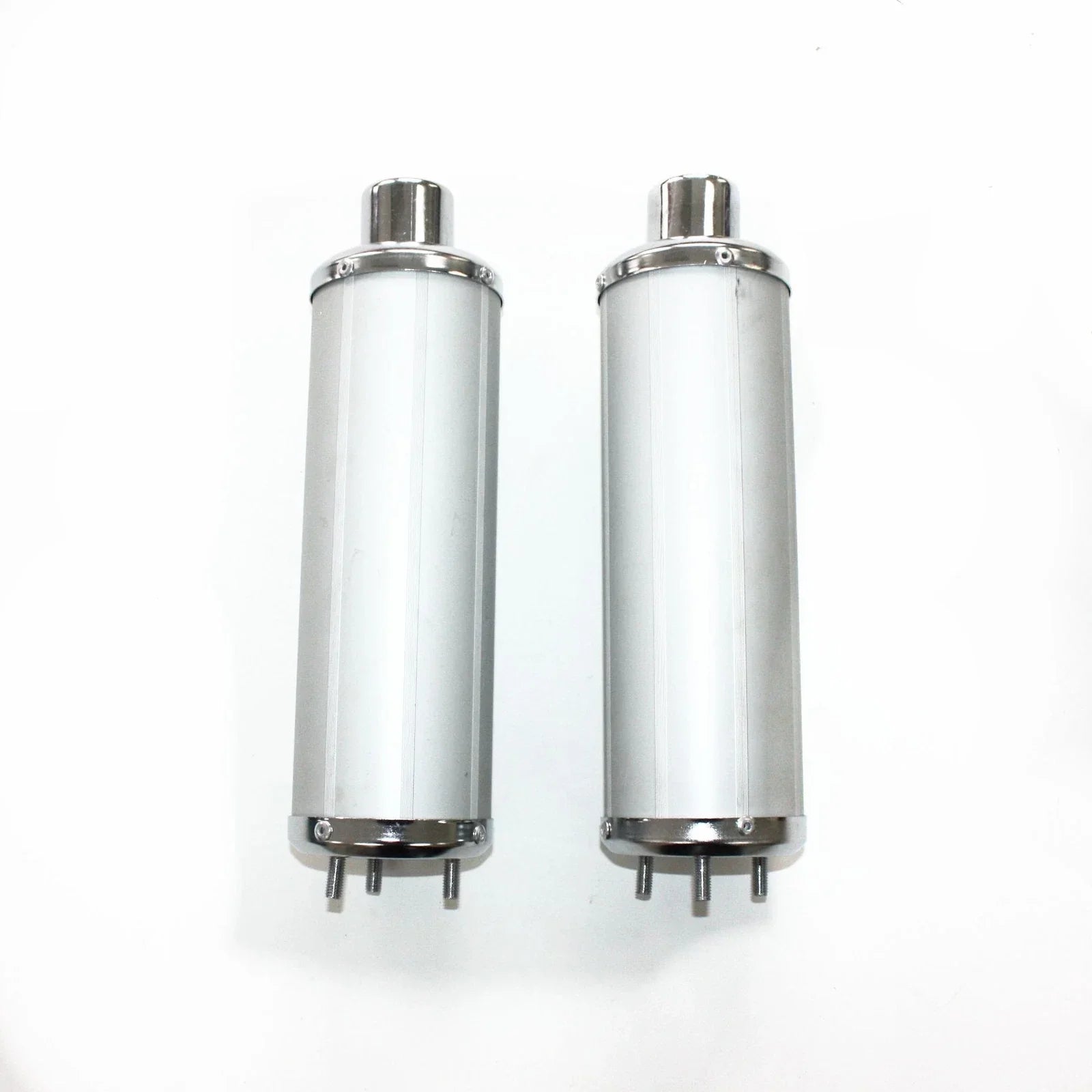 Twin Exhaust Pipe & Silver Alloy Mufflers for 110cc Dinosaur Style Quad ATV