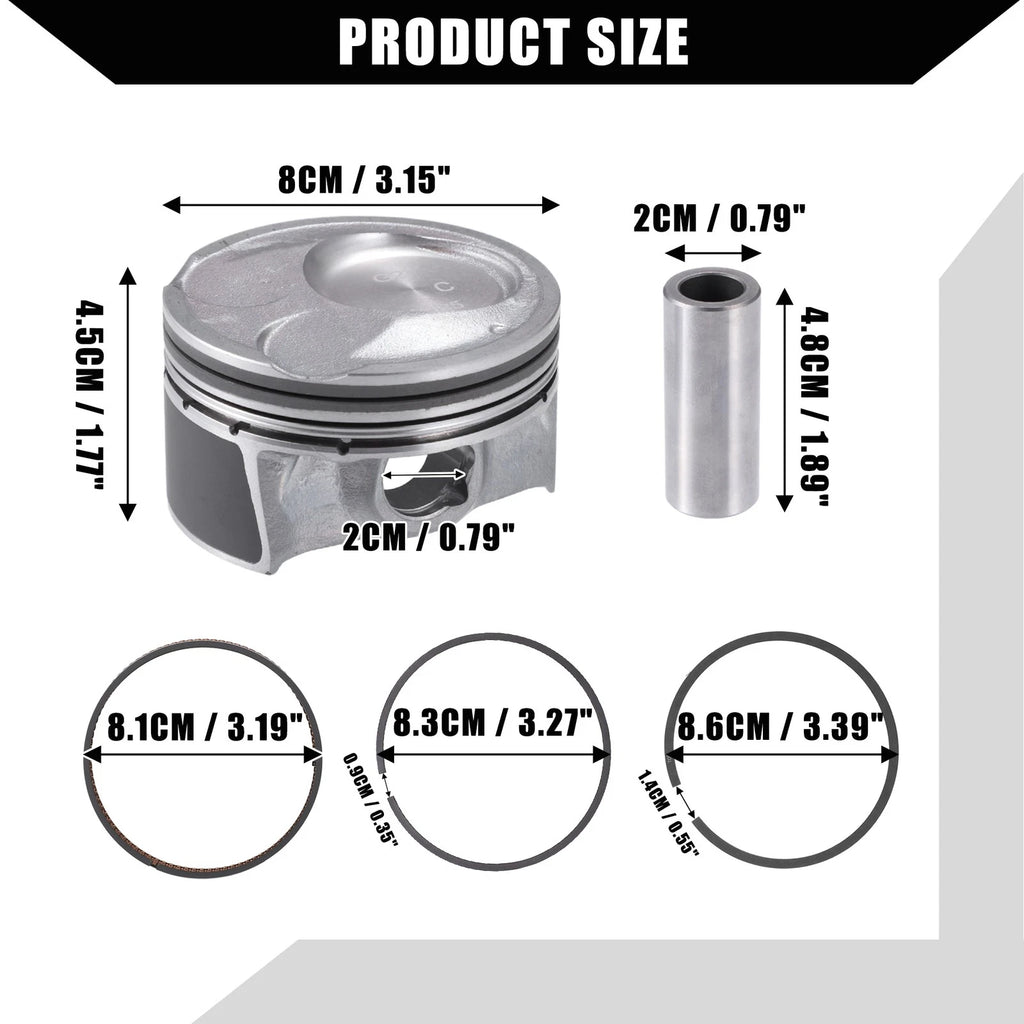 Set of 1 Engine Piston, Pin & Snap Ring for Kia Soul (2010–2019)