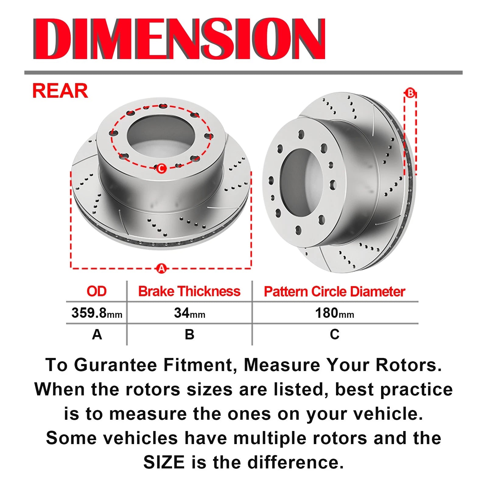 Front and Rear Drilled Rotors for Silverado Sierra 2500 3500 HD (2011-2018)