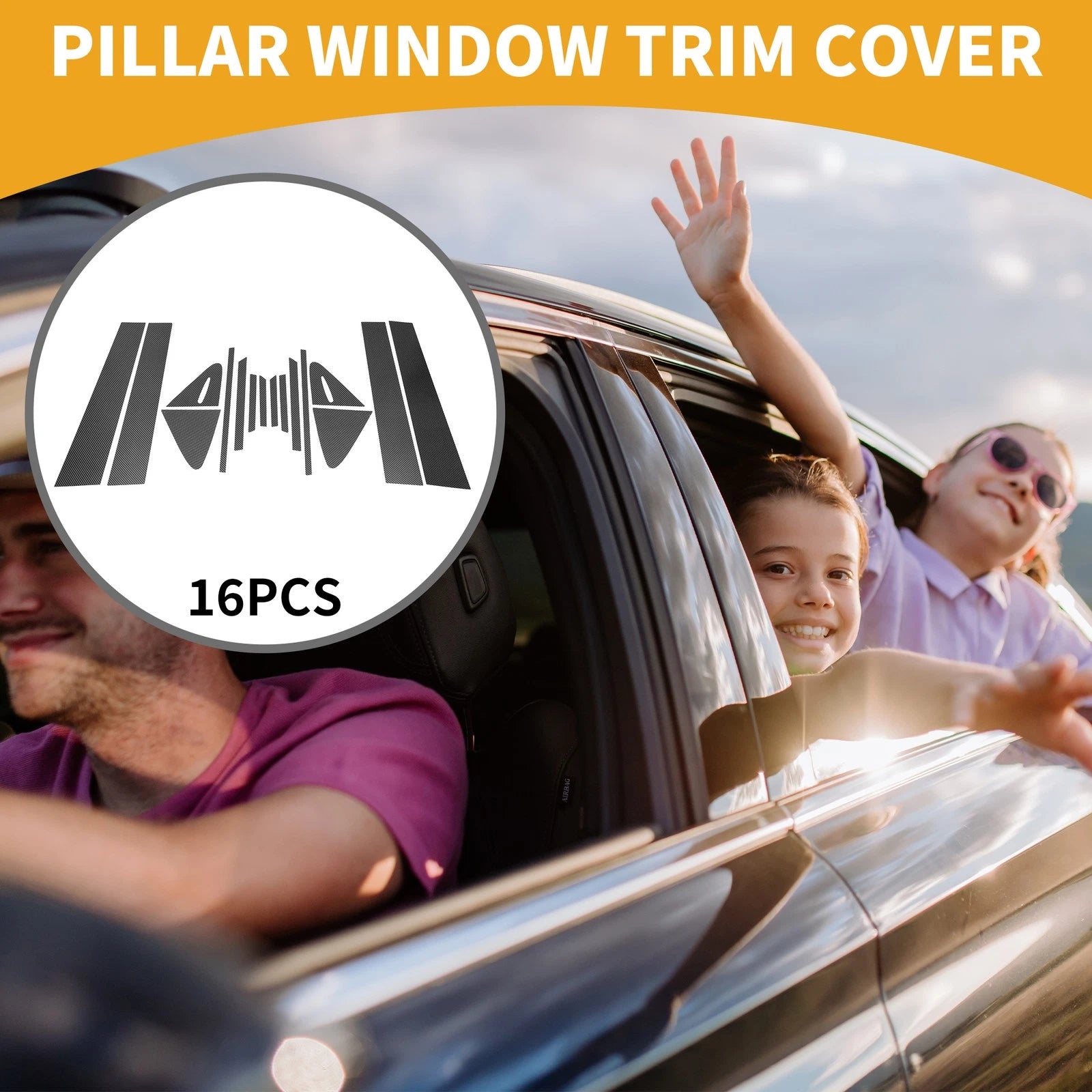 16 Pcs Door Pillar Window Trim for Toyota Corolla (2014–2021) Carbon Fiber