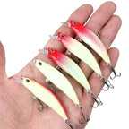 Set of 5 Glow Minnow Fishing Lures 5g 6g 8g for Bass Perch