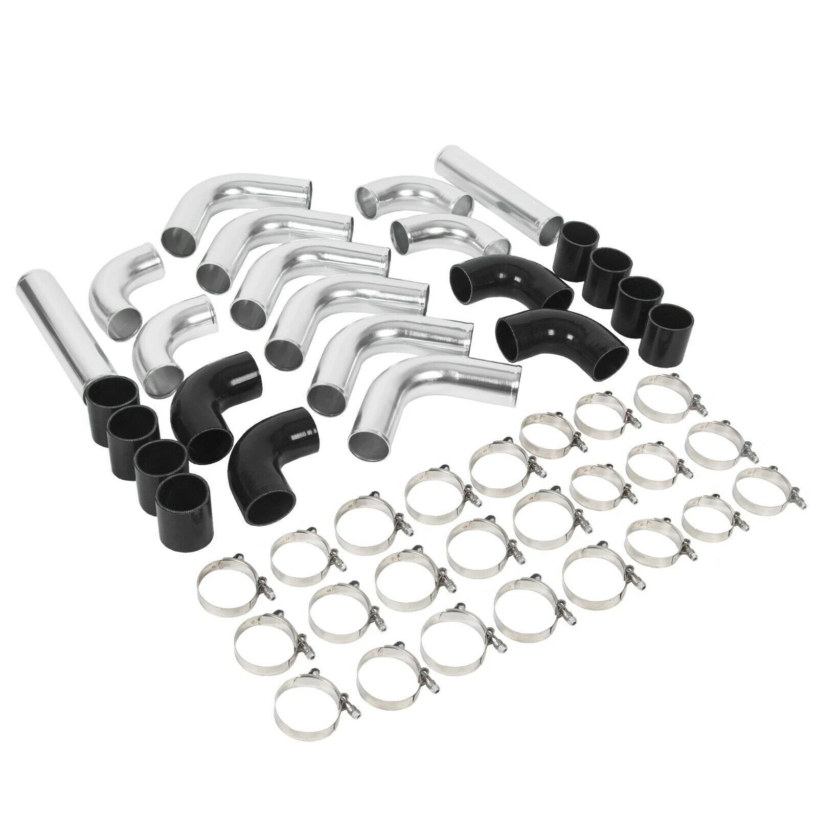 12Pcs 2.5" Intercooler Pipe Kit with T-Bolt Clamps & Silicone Couplers