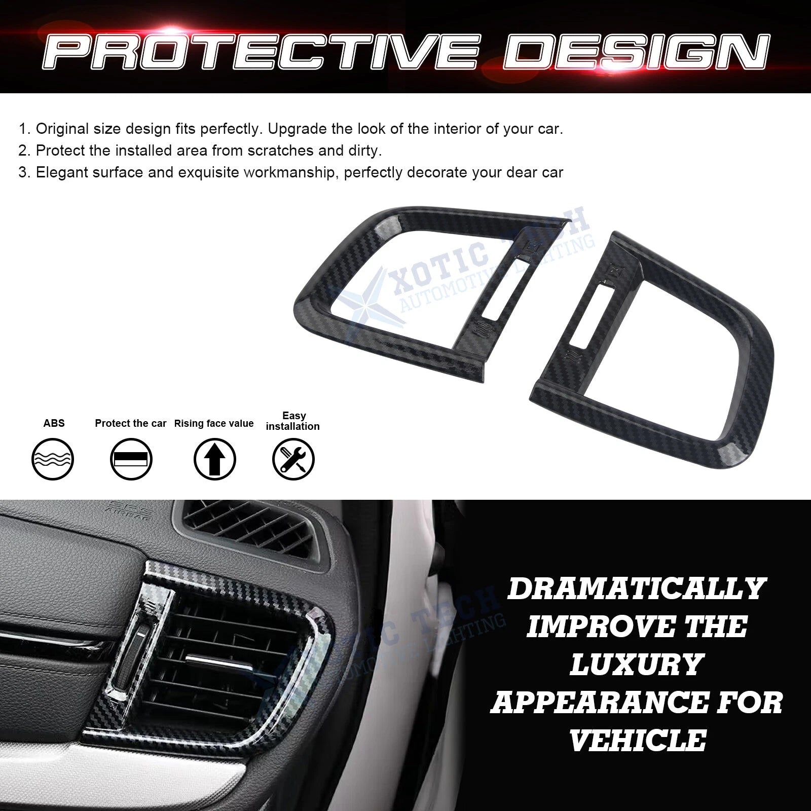 Carbon Fiber Pattern Side AC Vent Outlet Cover Trim for Honda CR-V (2017-2022)