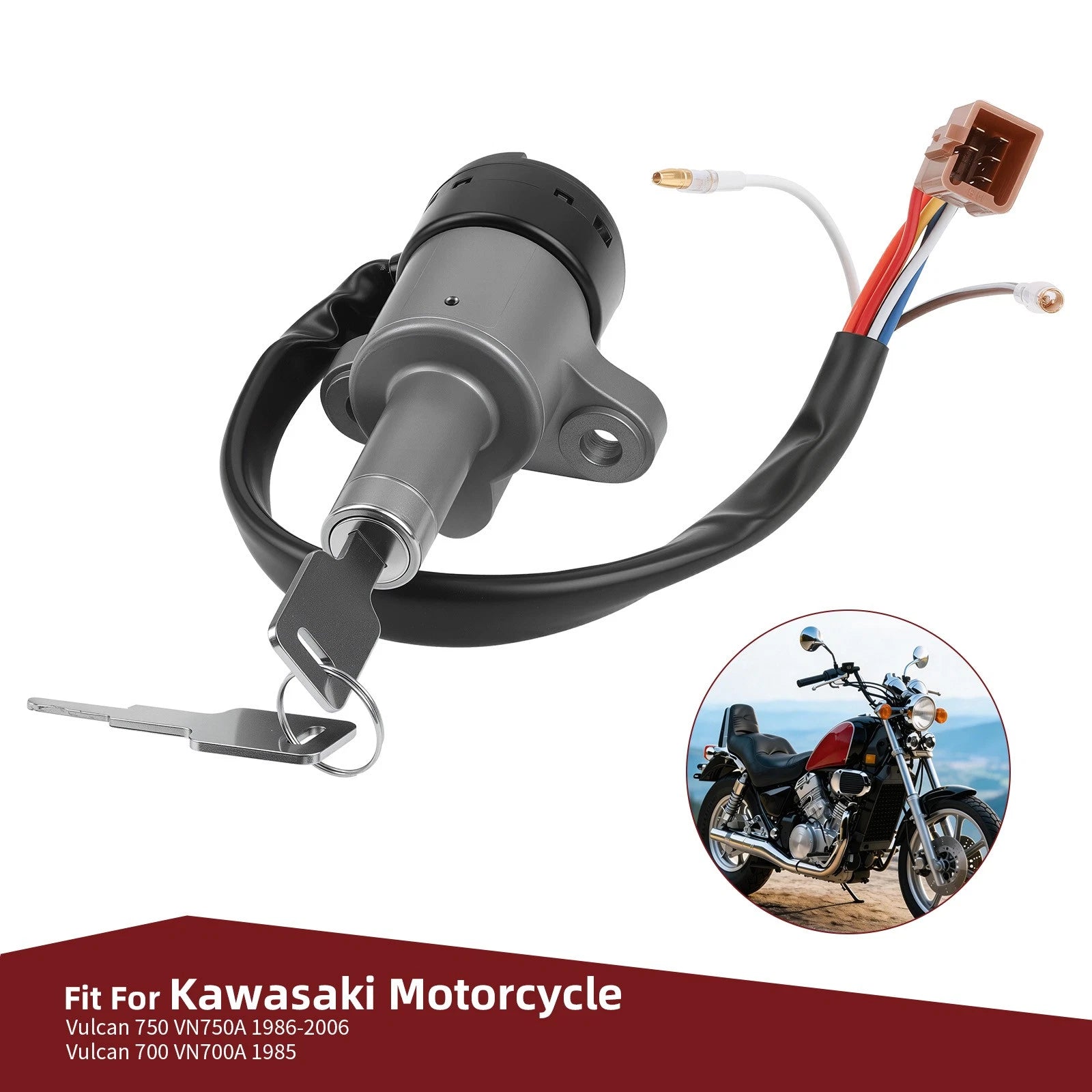Ignition Key Switch Assembly for Kawasaki Vulcan 700 750 (1985–2006) 27005-5052