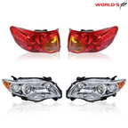 Pair of Halogen Chrome Headlights & Red Outer Tail Lights for Toyota Corolla (2009–2010)