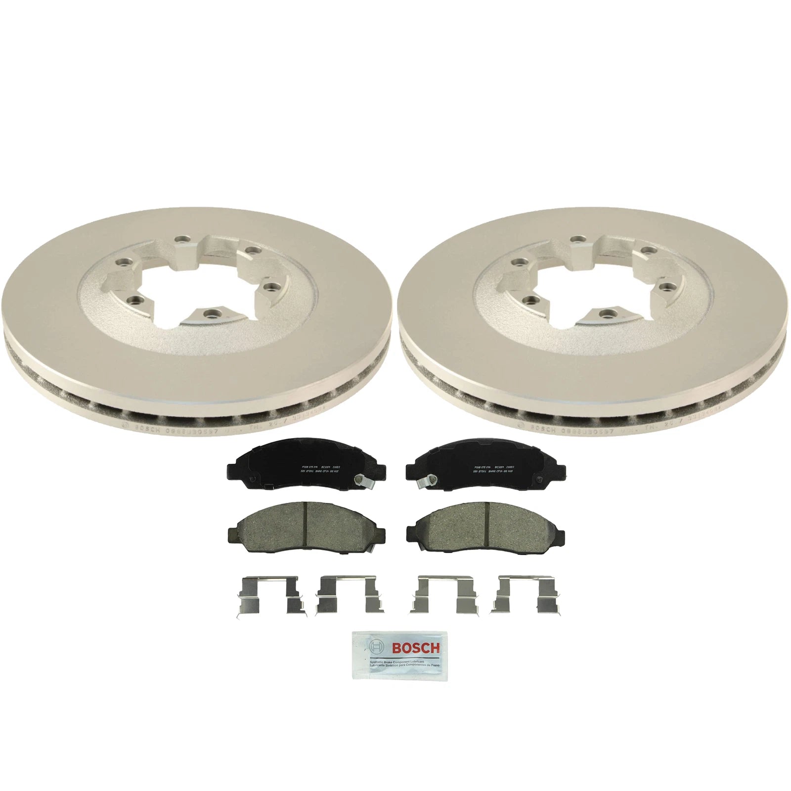 Set of 2 Bosch Front Vented Rotors & Ceramic Brake Pads for Chevy GMC Isuzu