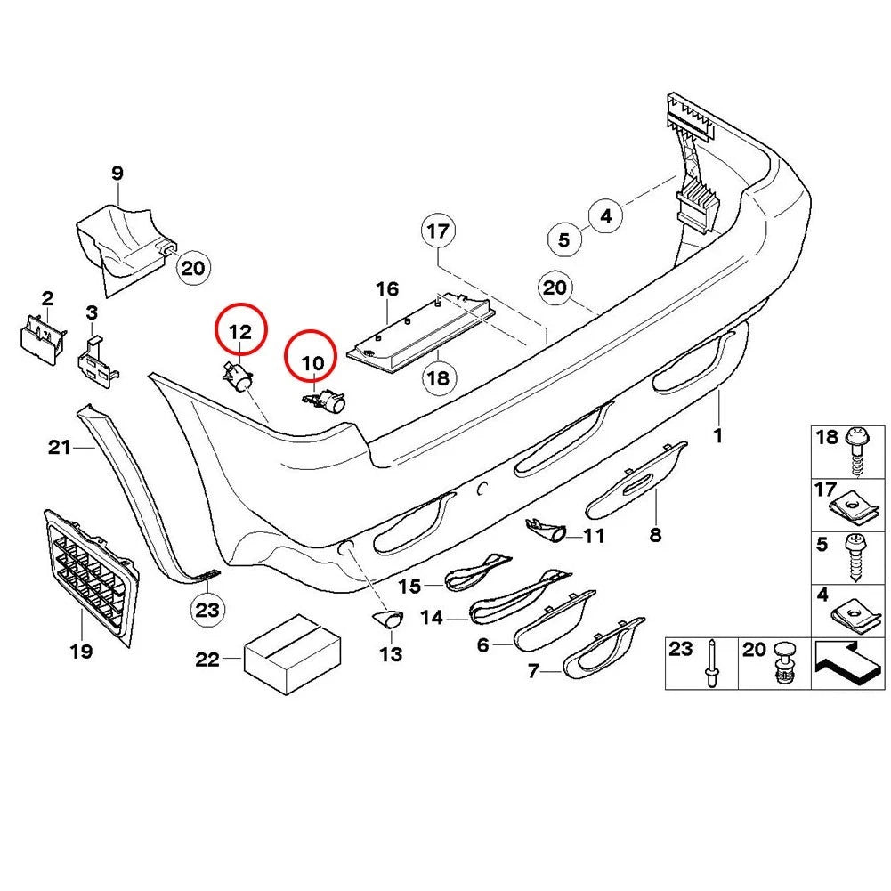 Rear Bumper Sensor Bracket for BMW X5 E53 (1999–2006) 51128408389 391 392