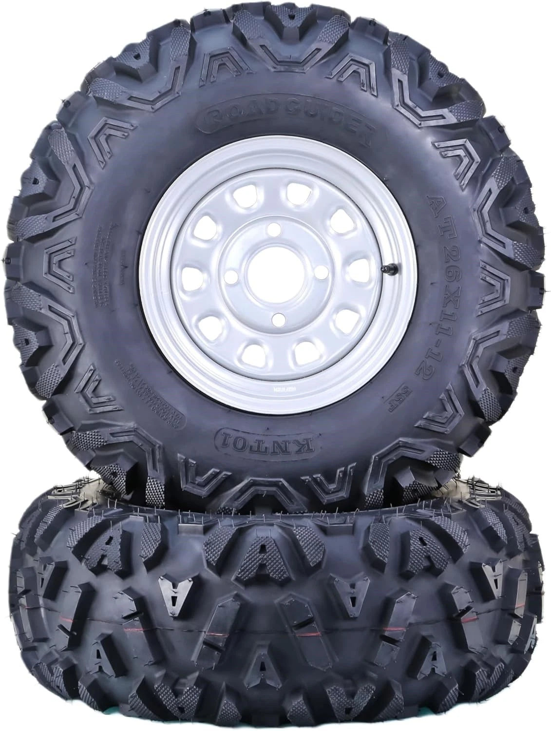 Set of 2 LIBRA 26X11-12 ATV Tires 6-Ply on 4-110 PCD Silver Wheel-10278