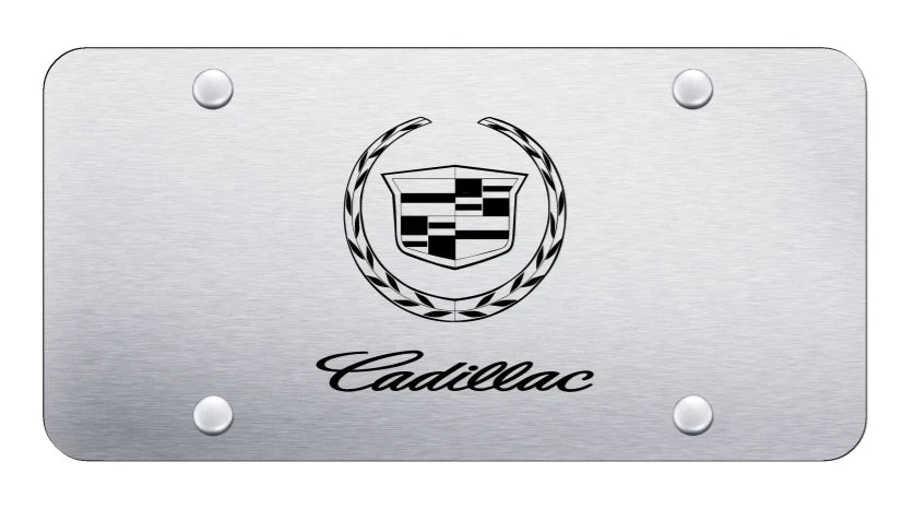 Brushed Stainless Laser Etched Cadillac Script License Plate for Cadillac (2015–2024)