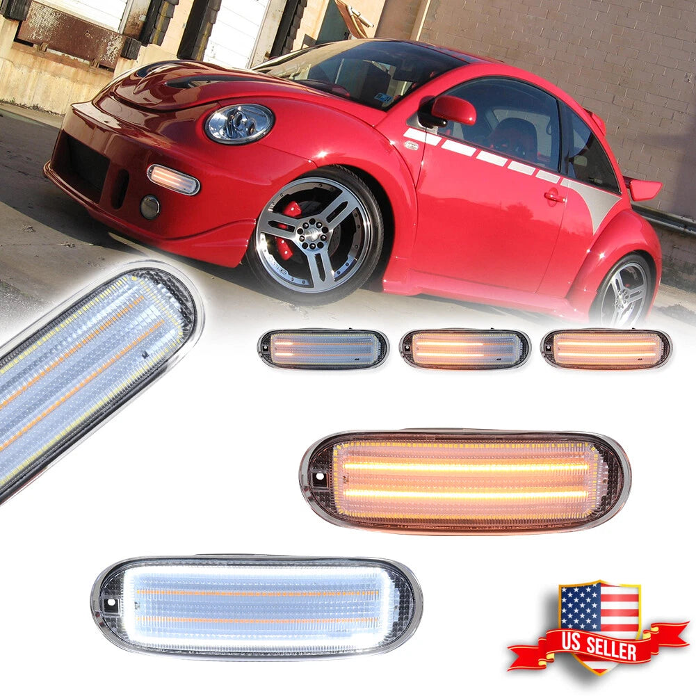Clear Switchback LED Turn Signal Corner Lights for VW Beetle (1998–2005)
