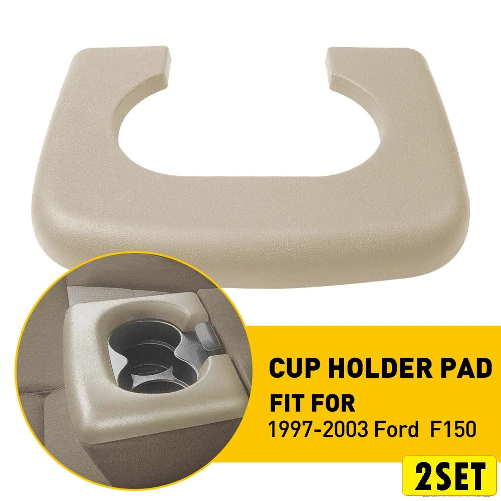 Set of 2 Console Center Cup Holder Pads for Ford F150 (1997–2003) Beige