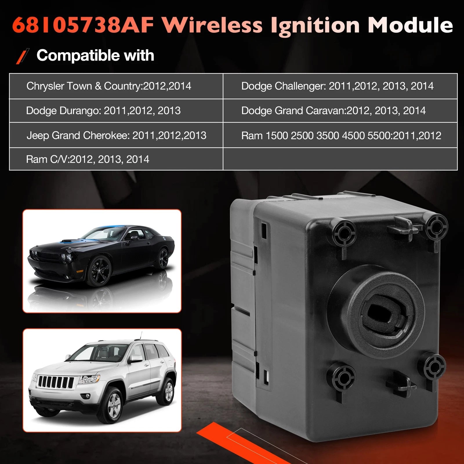 Wireless Ignition Module Switch for Chrysler Dodge Jeep Ram (2011–2014) 68105738AF