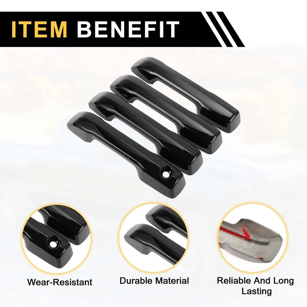 Set of 4 Car Exterior Door Handle Covers for Toyota Tundra (2022) Glossy Black
