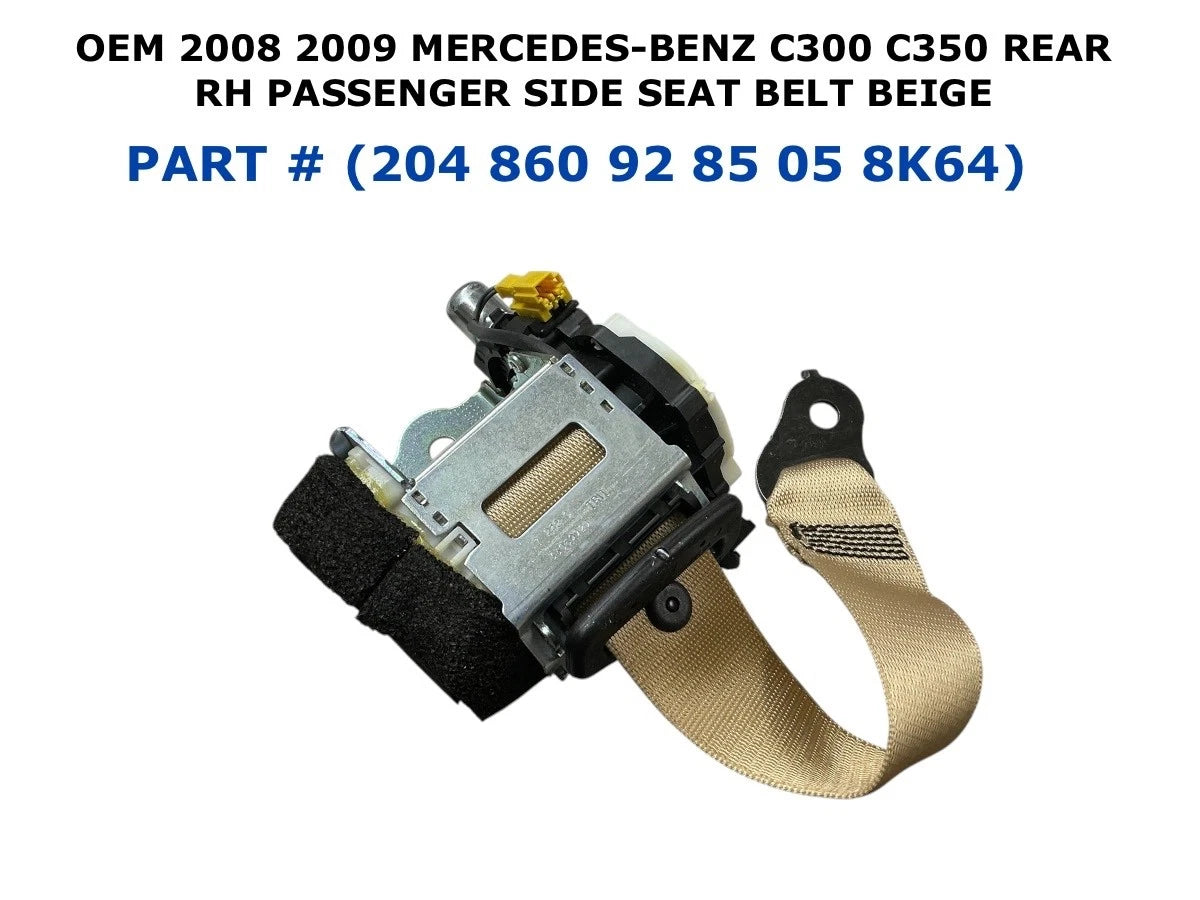 Rear Right Side Seat Belt for Mercedes-Benz C300 C350 (2008–2009) - Beige