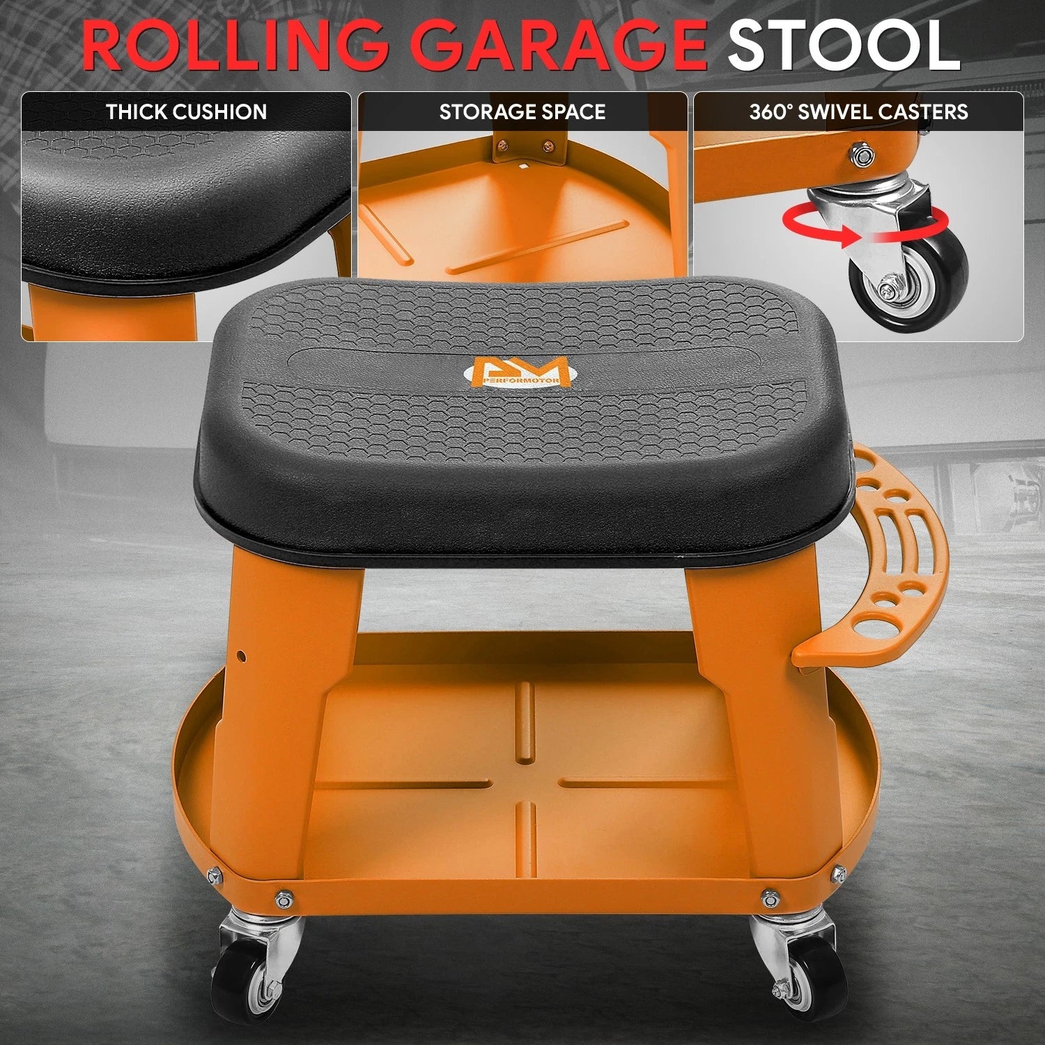 Mechanics Roller Seat for Universal Use (16.14x10.62x13.78in, 300lbs)