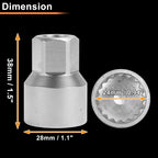 Wheel Lock Lug Nut for VW Touareg (2004-2010) - 2 x Locking Nut Key Socket Tool