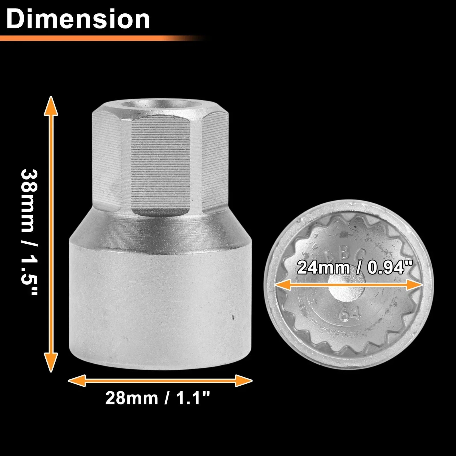 Wheel Lock Lug Nut for VW Touareg (2004-2010) - 2 x Locking Nut Key Socket Tool