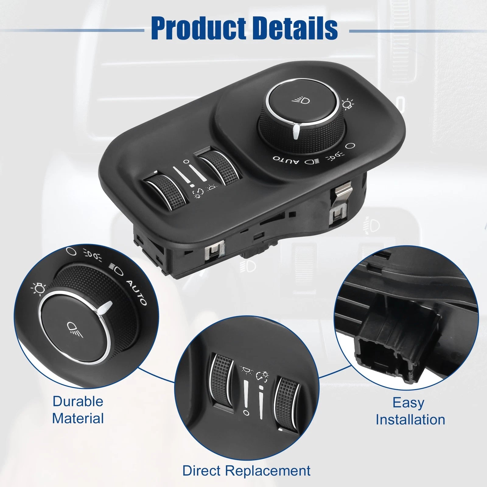 Headlight Lamp Switch Button for Dodge RAM 1500 2500 3500 (No. 68401933AA)