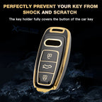 Black Full Cover Key Fob Case with Keychain for Audi (2020-2025)